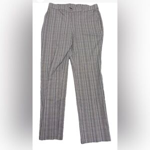 Rafaella Pull On Stretch Warm Taupe Plaid Pants W/Pockets Women’s Size 14 NWT